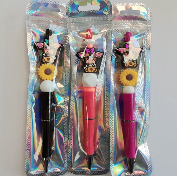 Set Of 3 Sunflower Cow Beadable Pens - Picture 2 of 5